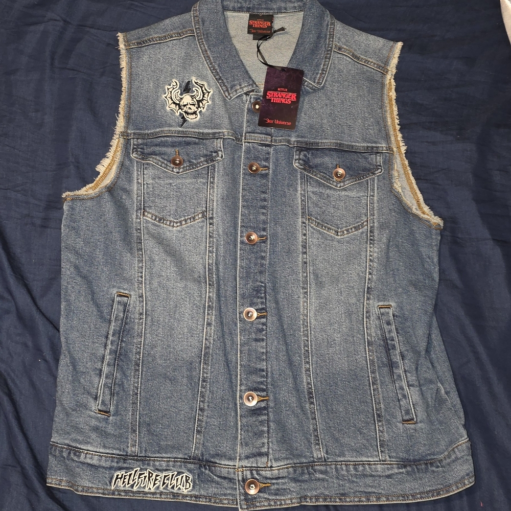 Hot Topic Distressed Denim Vest Stranger Things